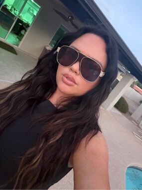 Dior Gold Metal Aviator Sunglasses with Dark Blue Lenses